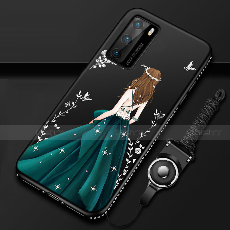 Funda Silicona Gel Goma Vestido de Novia Carcasa para Huawei P40 Verde