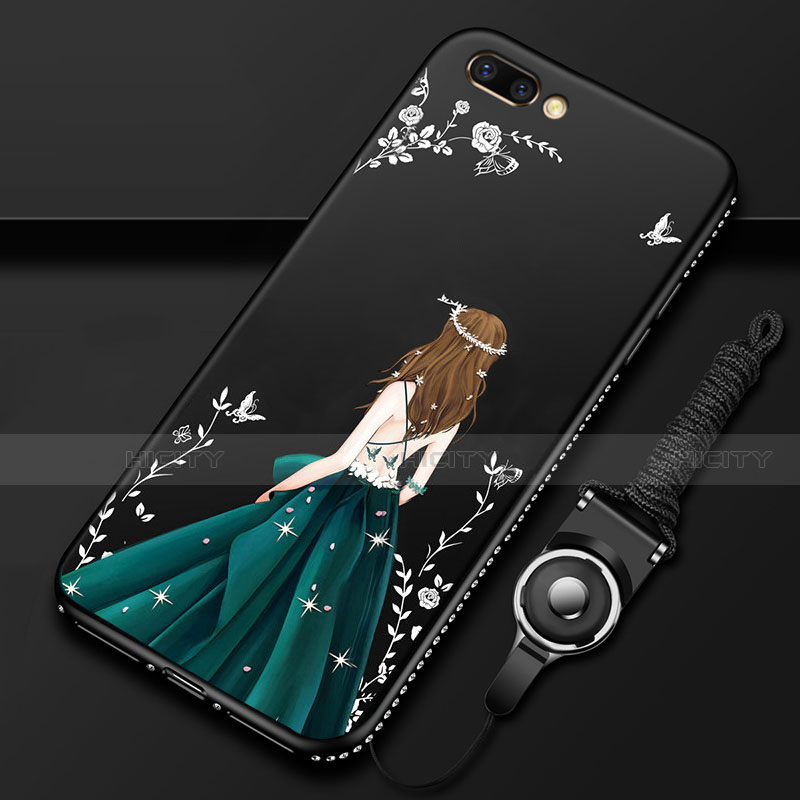 Funda Silicona Gel Goma Vestido de Novia Carcasa para Oppo A12e Negro