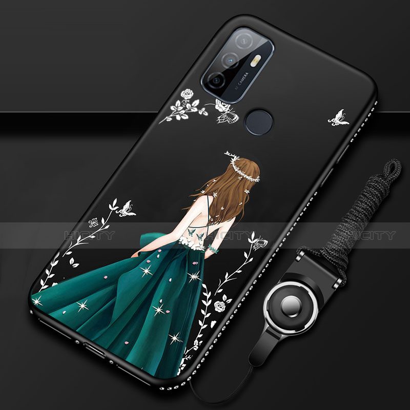 Funda Silicona Gel Goma Vestido de Novia Carcasa para Oppo A33 Negro