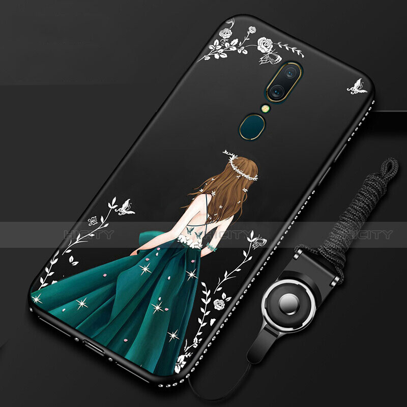 Funda Silicona Gel Goma Vestido de Novia Carcasa para Oppo A9X Negro