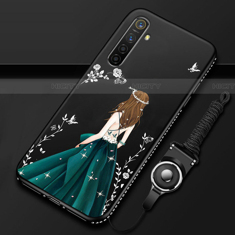 Funda Silicona Gel Goma Vestido de Novia Carcasa para Realme XT Negro