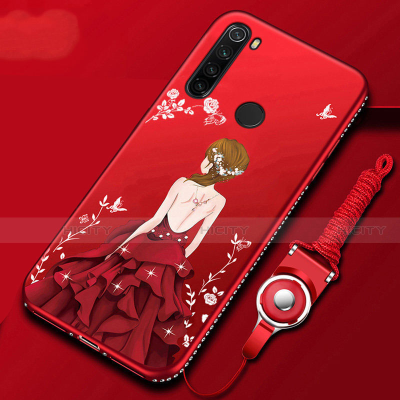 Funda Silicona Gel Goma Vestido de Novia Carcasa para Xiaomi Redmi Note 8 (2021) Rojo