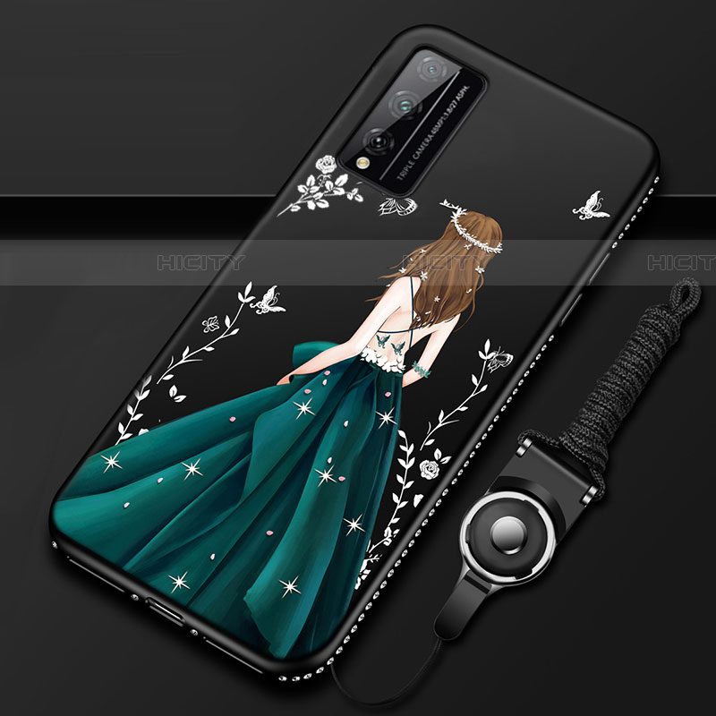 Funda Silicona Gel Goma Vestido de Novia Carcasa S01 para Huawei Honor Play4T Pro Verde