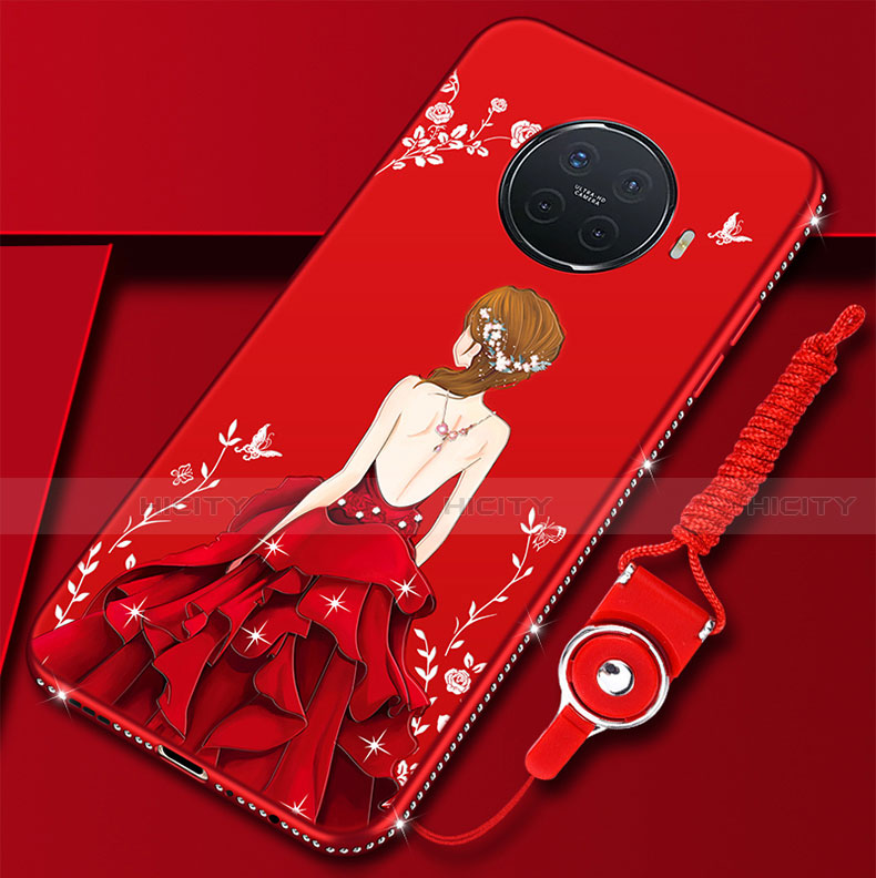 Funda Silicona Gel Goma Vestido de Novia Carcasa S01 para Oppo Ace2 Rojo