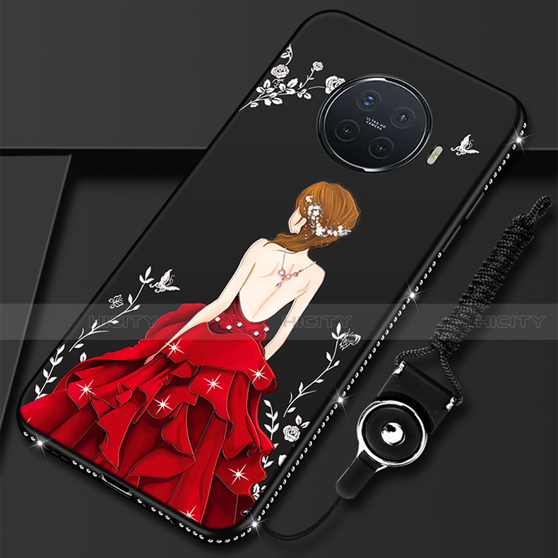 Funda Silicona Gel Goma Vestido de Novia Carcasa S01 para Oppo Ace2 Rojo y Negro