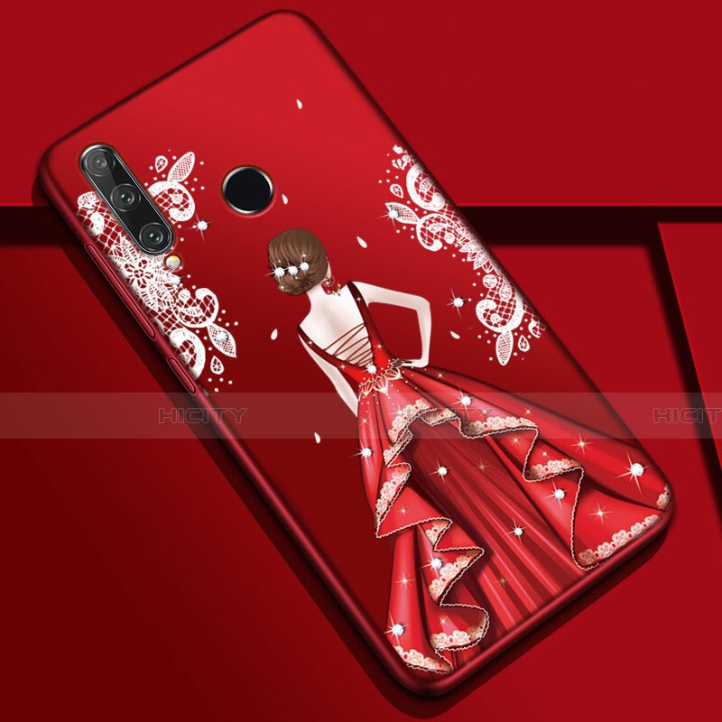Funda Silicona Gel Goma Vestido de Novia Carcasa Z01 para Huawei Honor 20E Rojo Rosa