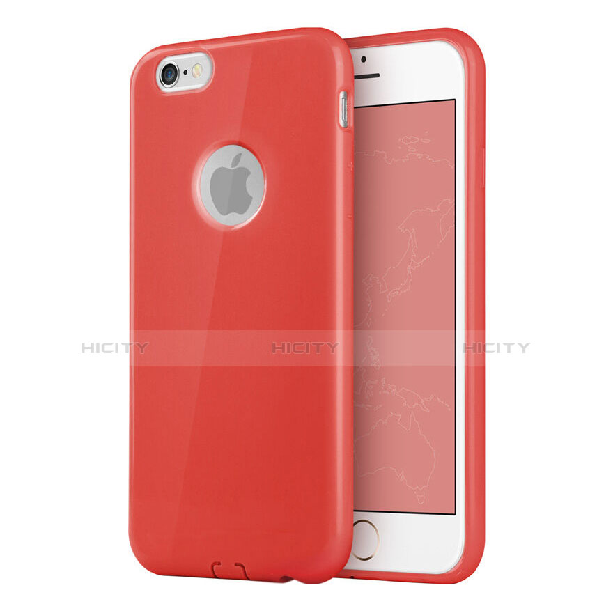 Funda Silicona Goma con Agujero para Apple iPhone 6 Rojo