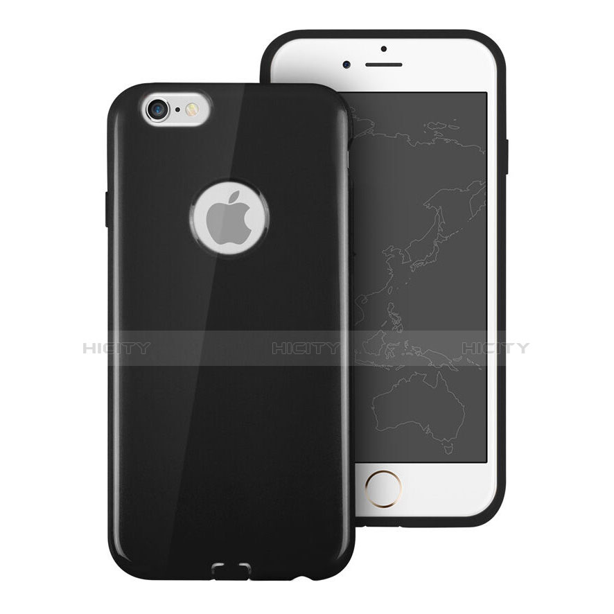 Funda Silicona Goma con Agujero para Apple iPhone 6S Negro