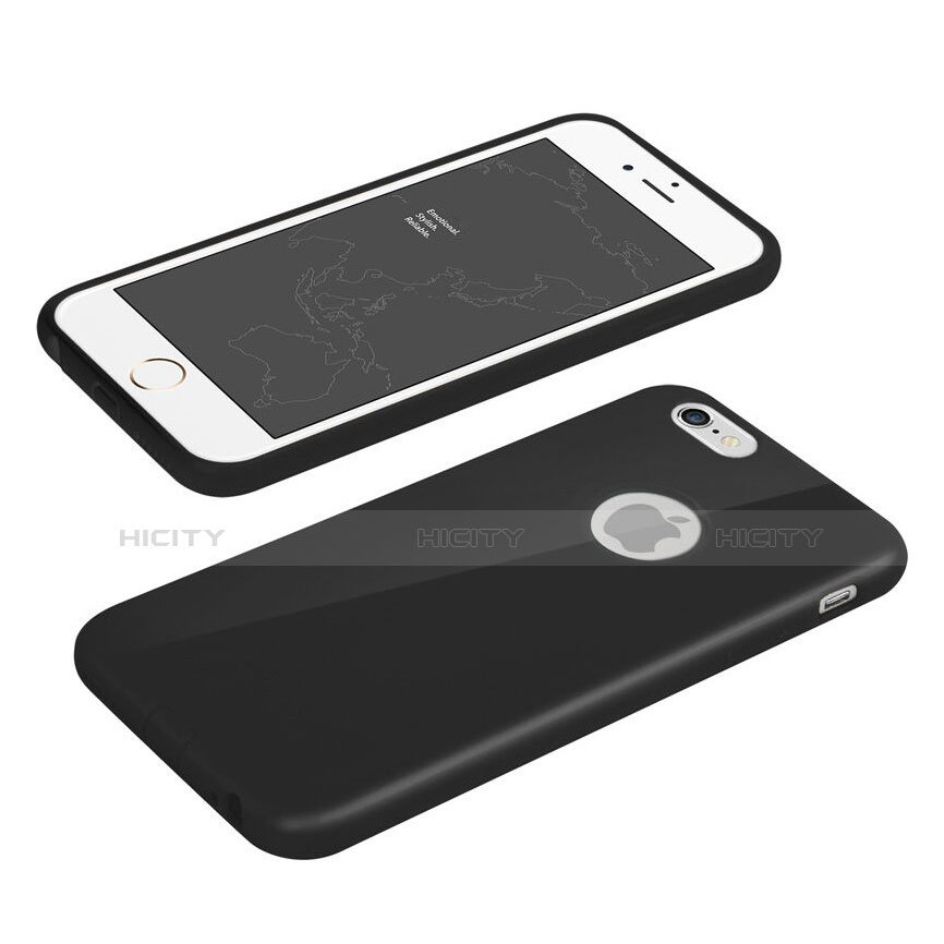 Funda Silicona Goma con Agujero para Apple iPhone 6S Negro