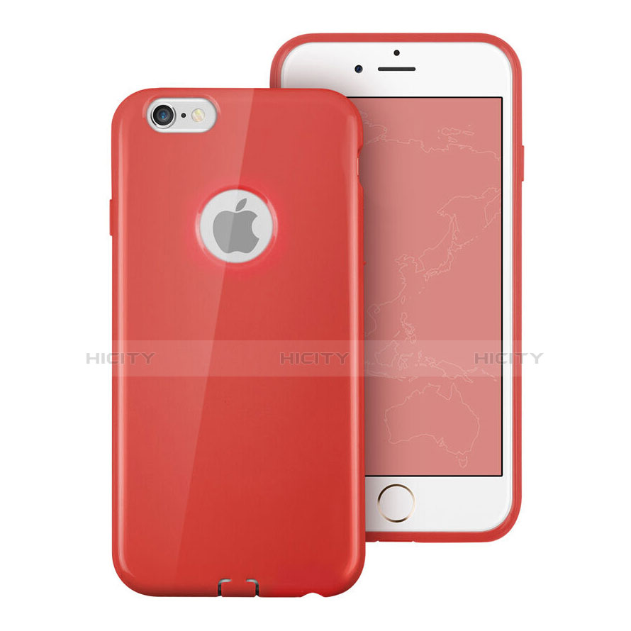 Funda Silicona Goma con Agujero para Apple iPhone 6S Plus Rojo