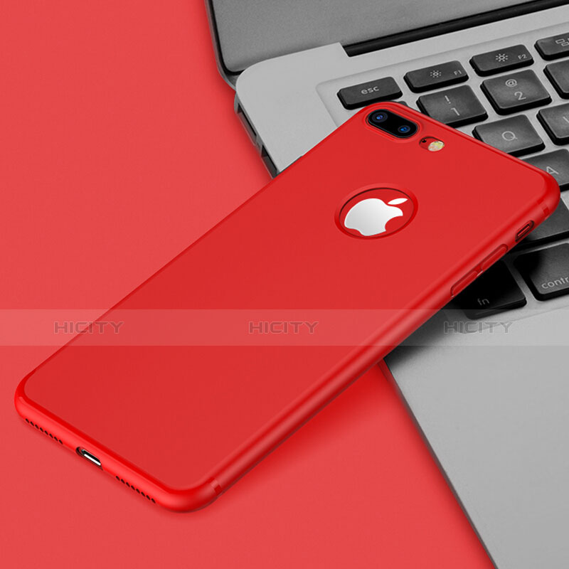 Funda Silicona Goma con Agujero para Apple iPhone 8 Plus Rojo