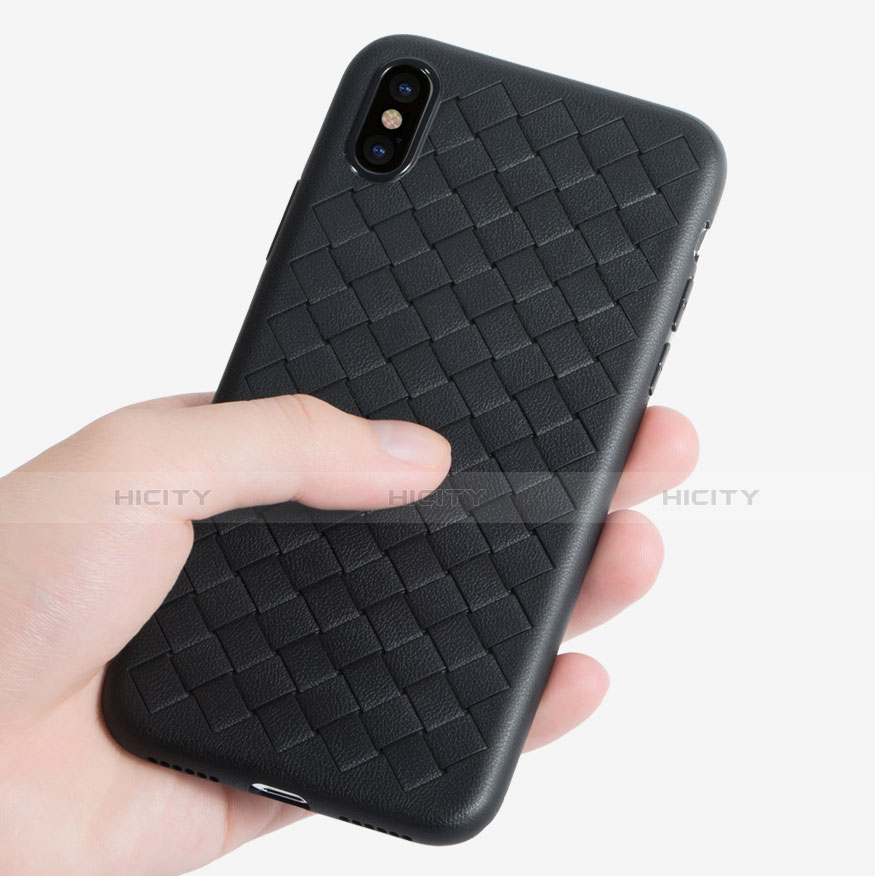 Funda Silicona Goma de Cuero C01 para Apple iPhone Xs Max Negro