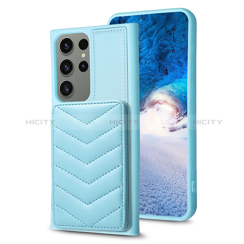 Funda Silicona Goma de Cuero Carcasa BF1 para Samsung Galaxy S22 Ultra 5G Azul Claro