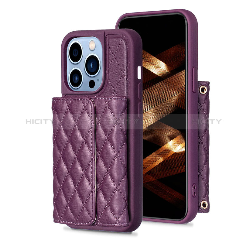 Funda Silicona Goma de Cuero Carcasa BF3 para Apple iPhone 13 Pro Morado