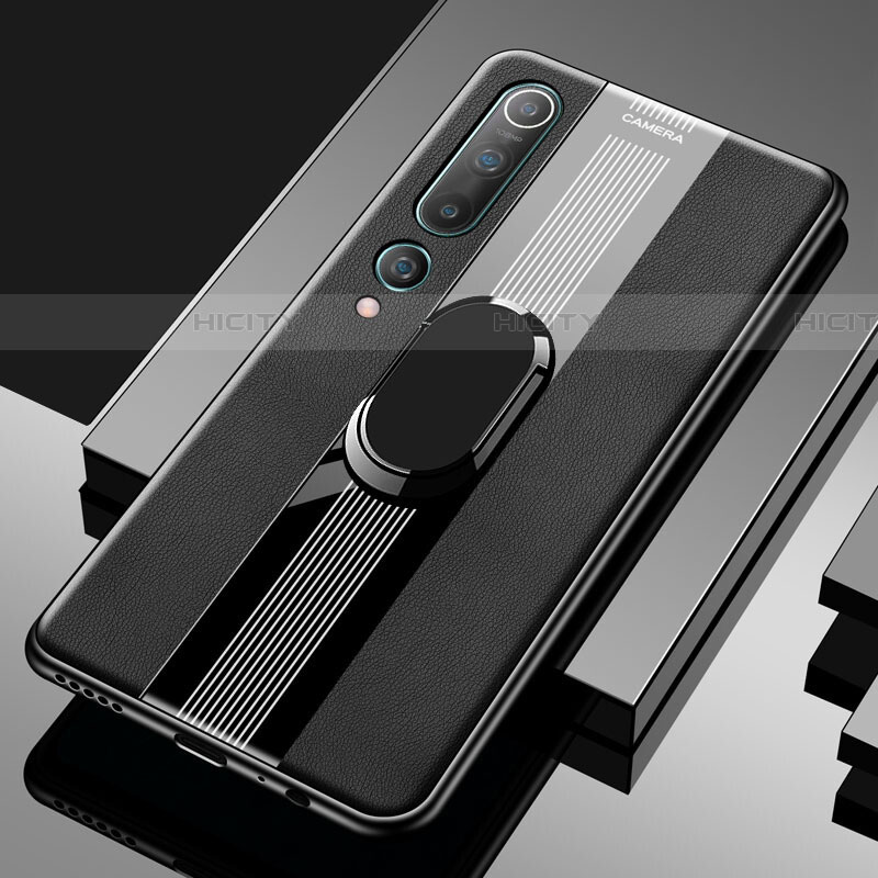 Funda Silicona Goma de Cuero Carcasa con Magnetico Anillo de dedo Soporte A01 para Xiaomi Mi 10