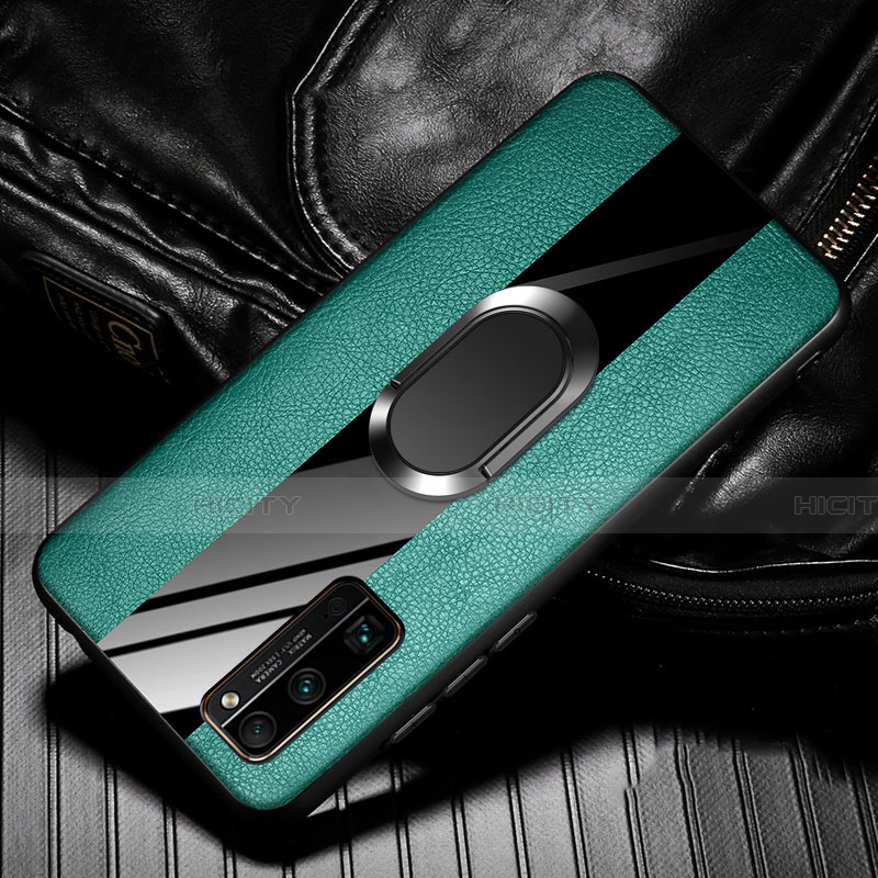Funda Silicona Goma de Cuero Carcasa con Magnetico Anillo de dedo Soporte para Huawei Honor 30 Pro+ Plus Verde
