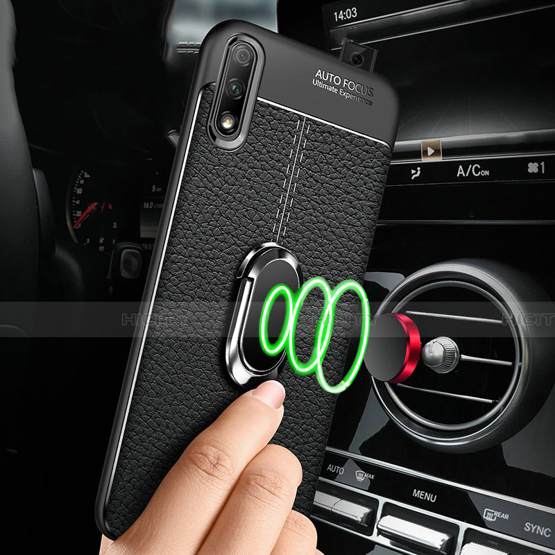 Funda Silicona Goma de Cuero Carcasa con Magnetico Anillo de dedo Soporte para Huawei Honor 9X