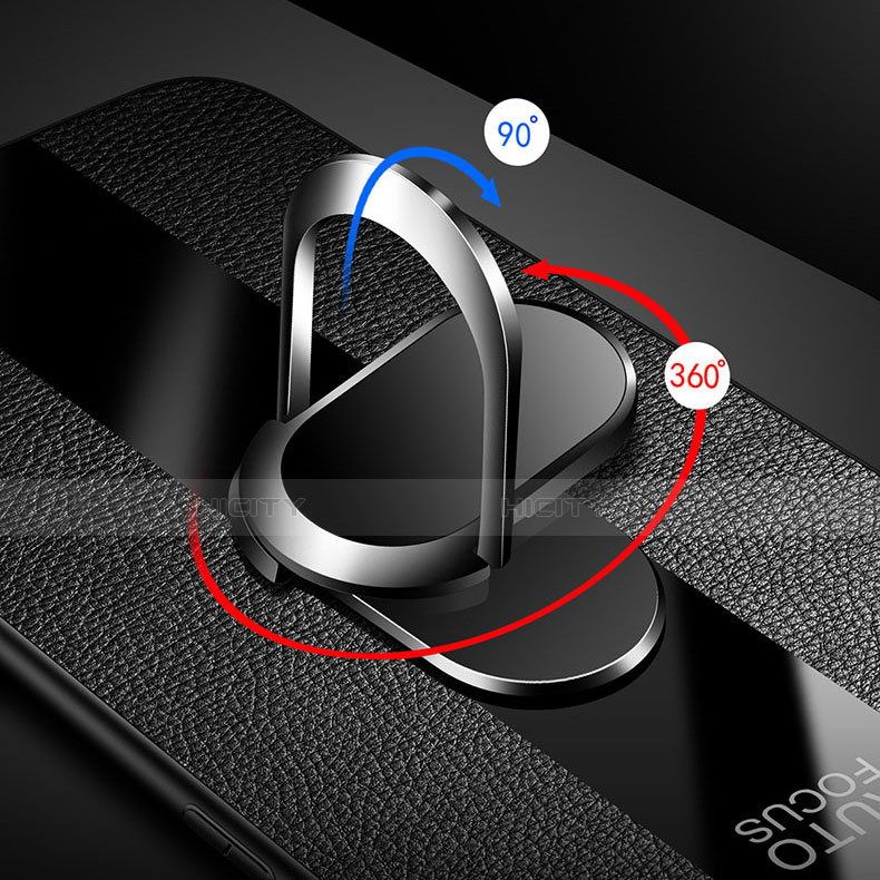 Funda Silicona Goma de Cuero Carcasa con Magnetico Anillo de dedo Soporte para Huawei Honor Play4T Pro