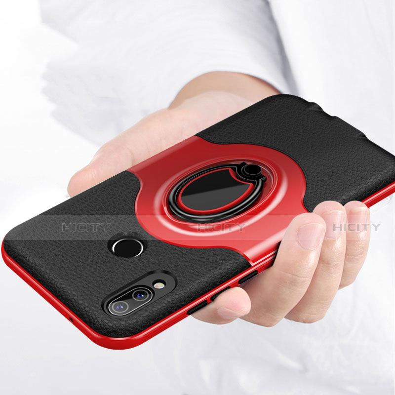 Funda Silicona Goma de Cuero Carcasa con Magnetico Anillo de dedo Soporte para Huawei Nova 3e