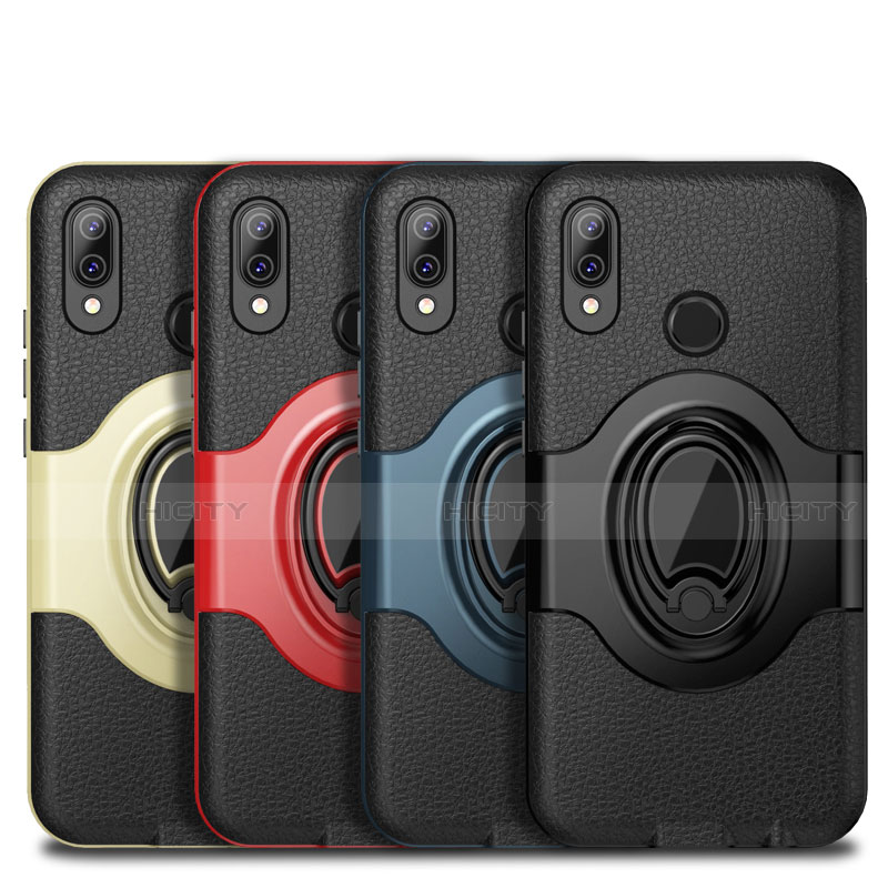 Funda Silicona Goma de Cuero Carcasa con Magnetico Anillo de dedo Soporte para Huawei P20 Lite