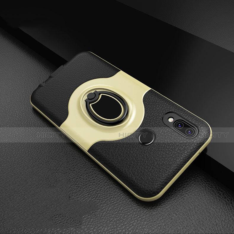 Funda Silicona Goma de Cuero Carcasa con Magnetico Anillo de dedo Soporte para Huawei P20 Lite Oro