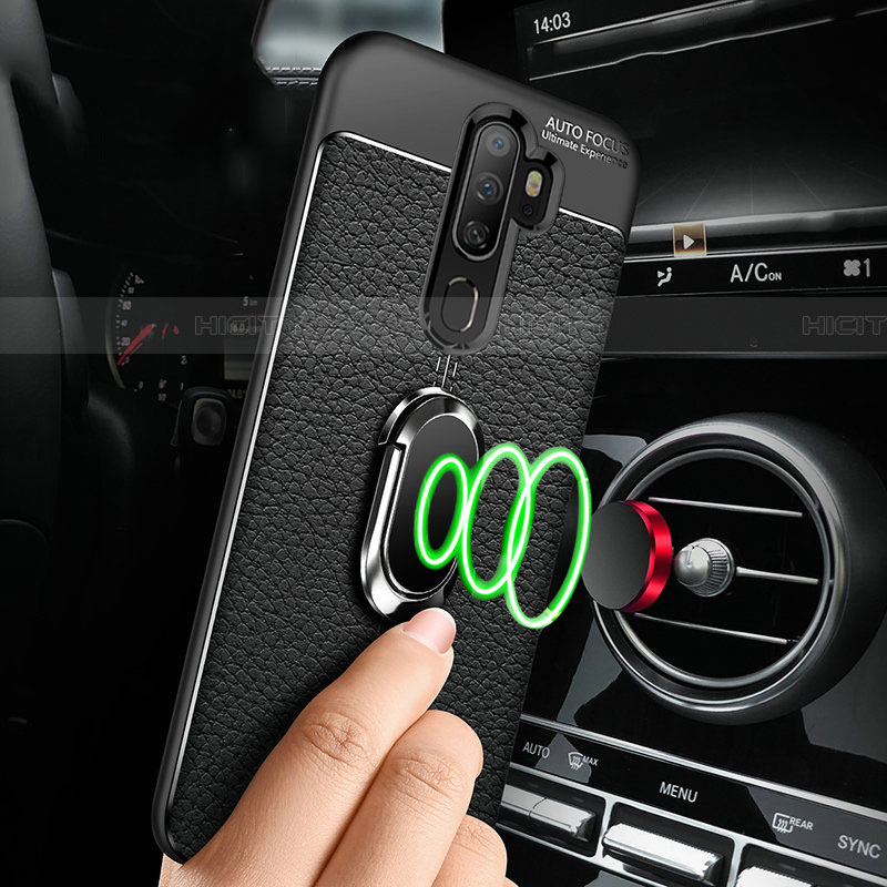 Funda Silicona Goma de Cuero Carcasa con Magnetico Anillo de dedo Soporte para Oppo A11X