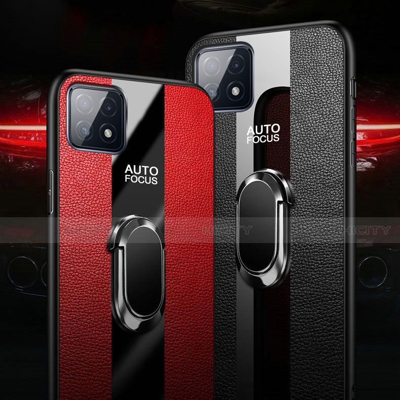 Funda Silicona Goma de Cuero Carcasa con Magnetico Anillo de dedo Soporte para Oppo A72 5G