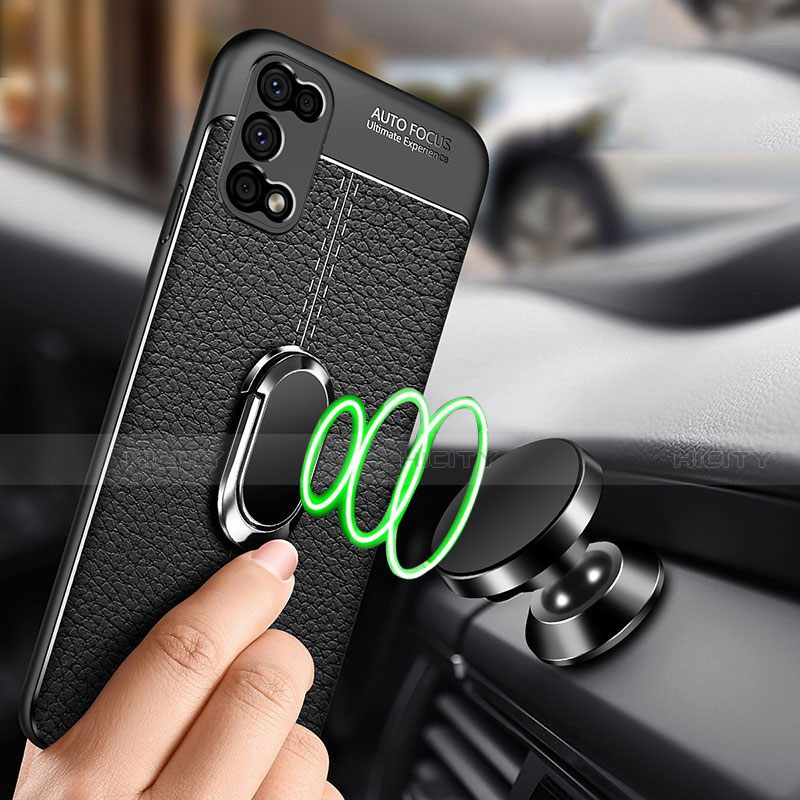 Funda Silicona Goma de Cuero Carcasa con Magnetico Anillo de dedo Soporte para Oppo K7x 5G