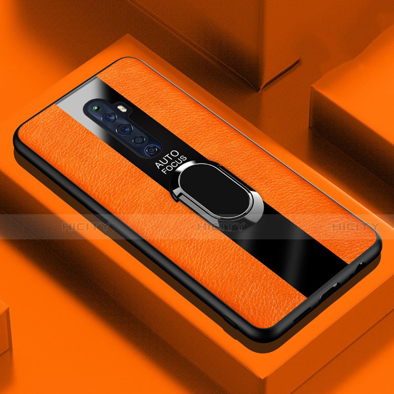 Funda Silicona Goma de Cuero Carcasa con Magnetico Anillo de dedo Soporte para Oppo Reno2 Z