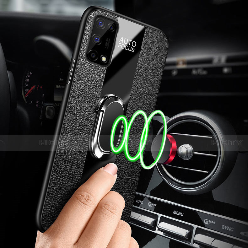 Funda Silicona Goma de Cuero Carcasa con Magnetico Anillo de dedo Soporte para Realme X7 5G