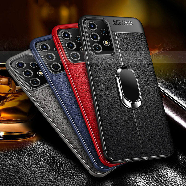 Funda Silicona Goma de Cuero Carcasa con Magnetico Anillo de dedo Soporte para Samsung Galaxy M32 5G