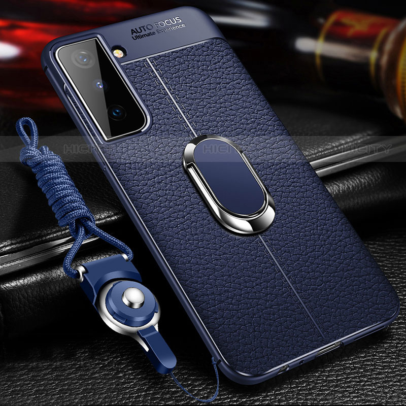 Funda Silicona Goma de Cuero Carcasa con Magnetico Anillo de dedo Soporte para Samsung Galaxy S21 5G