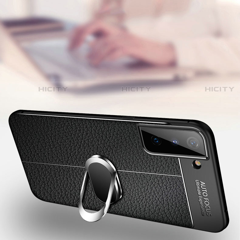 Funda Silicona Goma de Cuero Carcasa con Magnetico Anillo de dedo Soporte para Samsung Galaxy S21 5G