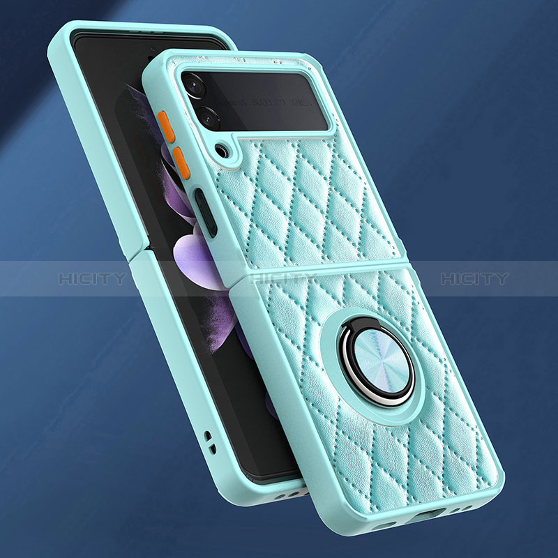 Funda Silicona Goma de Cuero Carcasa con Magnetico Anillo de dedo Soporte para Samsung Galaxy Z Flip3 5G