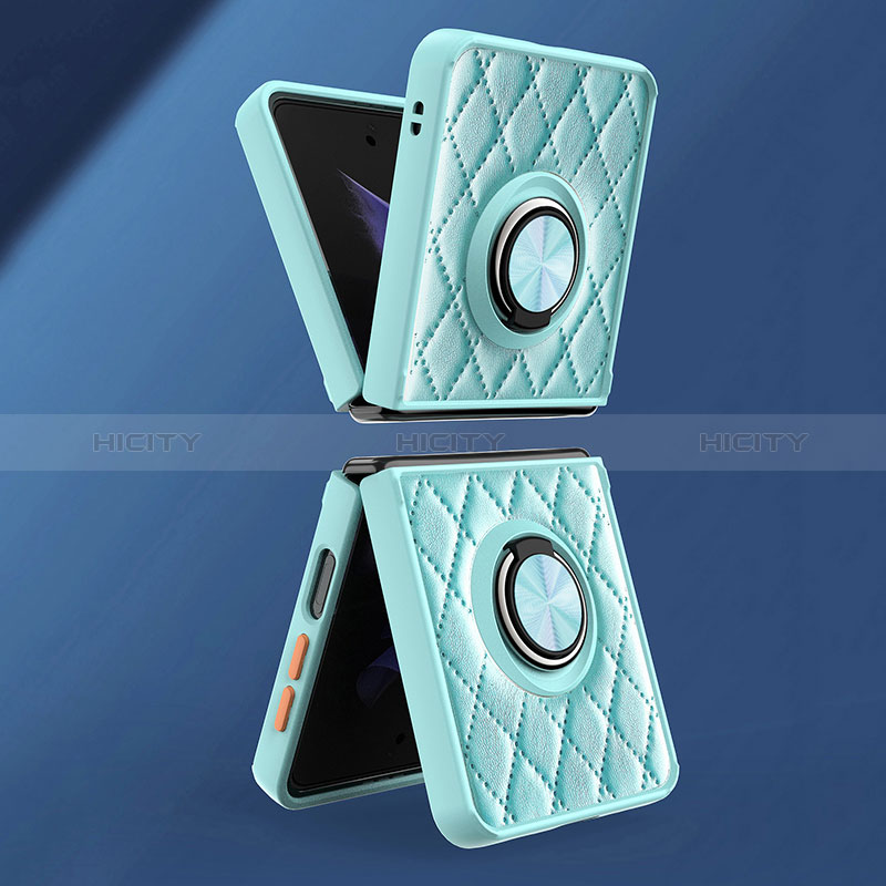 Funda Silicona Goma de Cuero Carcasa con Magnetico Anillo de dedo Soporte para Samsung Galaxy Z Flip3 5G
