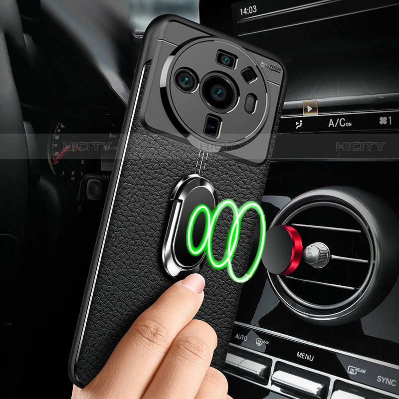 Funda Silicona Goma de Cuero Carcasa con Magnetico Anillo de dedo Soporte para Xiaomi Mi 12 Ultra 5G