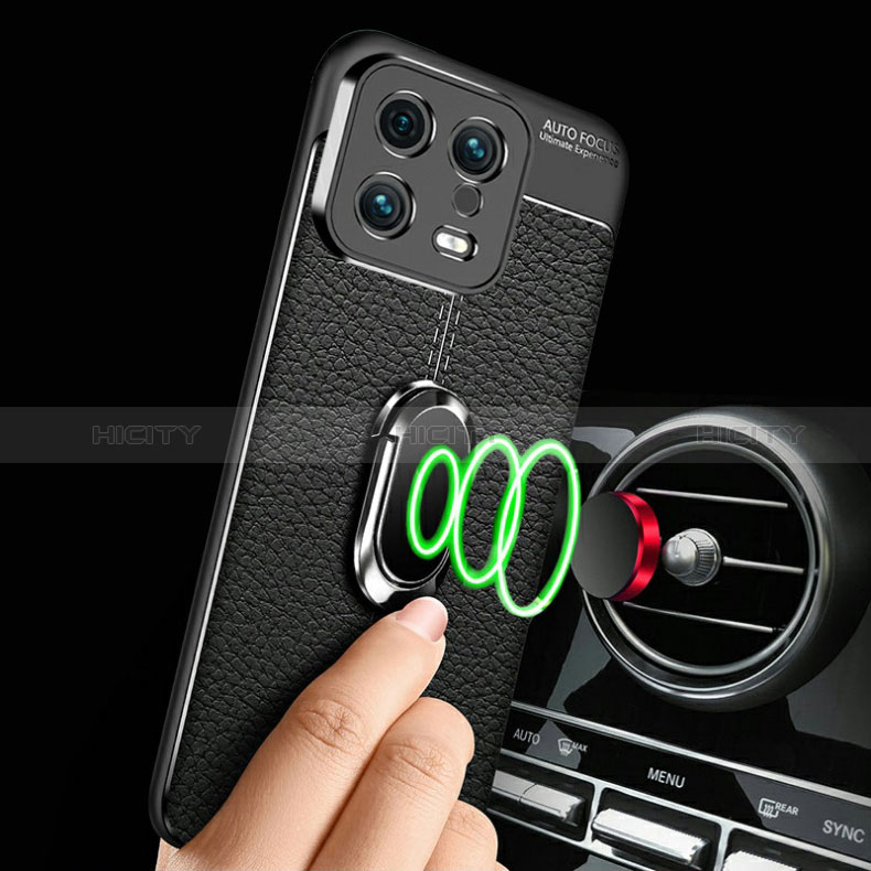 Funda Silicona Goma de Cuero Carcasa con Magnetico Anillo de dedo Soporte para Xiaomi Mi 13 5G
