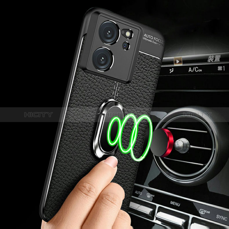 Funda Silicona Goma de Cuero Carcasa con Magnetico Anillo de dedo Soporte para Xiaomi Mi 13T Pro 5G
