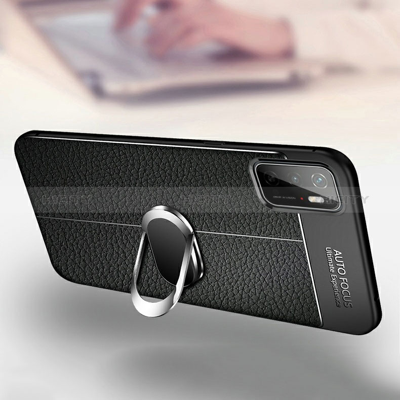 Funda Silicona Goma de Cuero Carcasa con Magnetico Anillo de dedo Soporte para Xiaomi POCO M3 Pro 5G