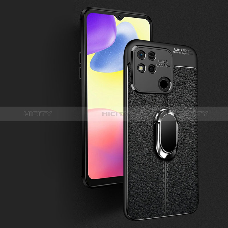 Funda Silicona Goma de Cuero Carcasa con Magnetico Anillo de dedo Soporte para Xiaomi Redmi 9 India