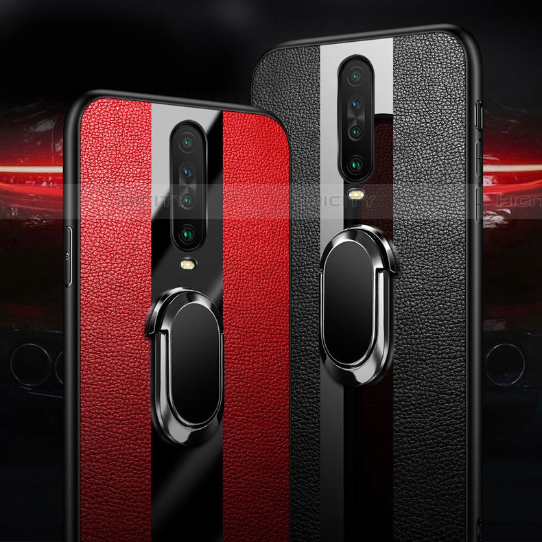 Funda Silicona Goma de Cuero Carcasa con Magnetico Anillo de dedo Soporte para Xiaomi Redmi K30 4G