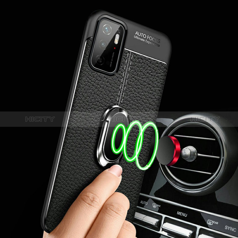 Funda Silicona Goma de Cuero Carcasa con Magnetico Anillo de dedo Soporte para Xiaomi Redmi Note 10 5G