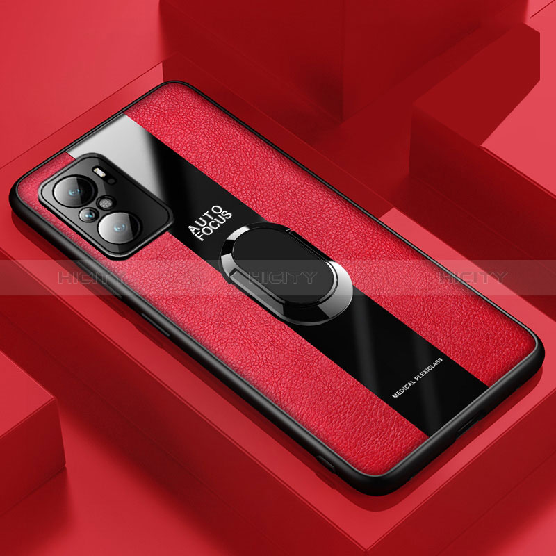 Funda Silicona Goma de Cuero Carcasa con Magnetico Anillo de dedo Soporte PB1 para Xiaomi Mi 11X Pro 5G Rojo