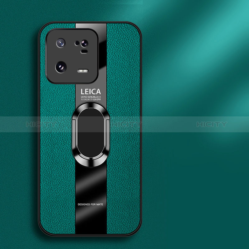 Funda Silicona Goma de Cuero Carcasa con Magnetico Anillo de dedo Soporte PB1 para Xiaomi Mi 13 5G