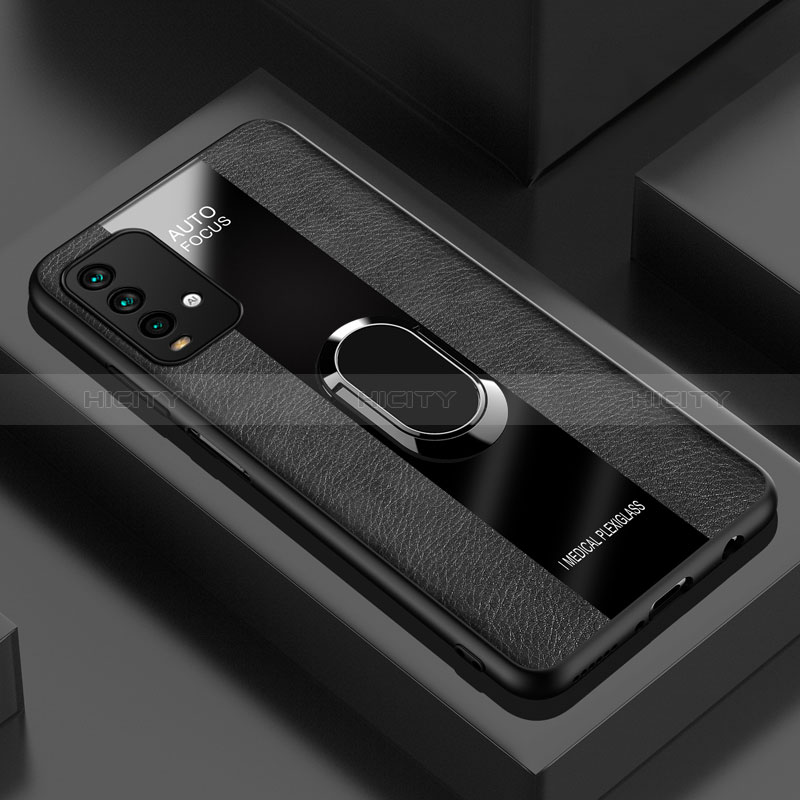 Funda Silicona Goma de Cuero Carcasa con Magnetico Anillo de dedo Soporte PB1 para Xiaomi Redmi 9T 4G