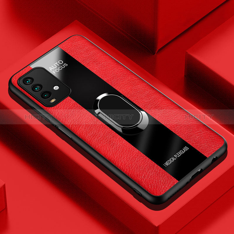 Funda Silicona Goma de Cuero Carcasa con Magnetico Anillo de dedo Soporte PB1 para Xiaomi Redmi 9T 4G
