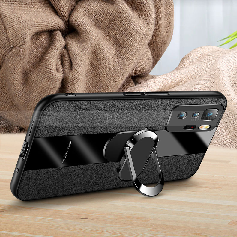 Funda Silicona Goma de Cuero Carcasa con Magnetico Anillo de dedo Soporte PB1 para Xiaomi Redmi Note 10 Pro 5G