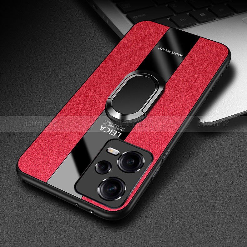 Funda Silicona Goma de Cuero Carcasa con Magnetico Anillo de dedo Soporte PB1 para Xiaomi Redmi Note 12 5G