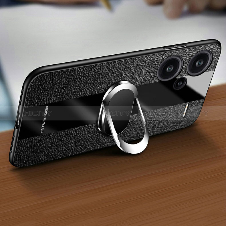Funda Silicona Goma de Cuero Carcasa con Magnetico Anillo de dedo Soporte PB1 para Xiaomi Redmi Note 13 Pro+ Plus 5G