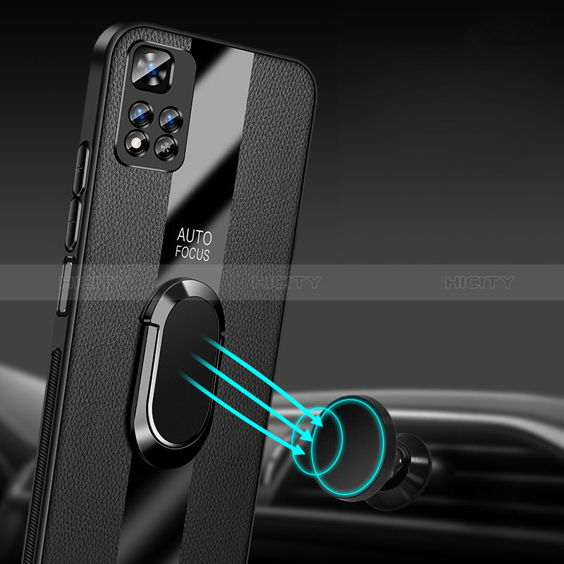 Funda Silicona Goma de Cuero Carcasa con Magnetico Anillo de dedo Soporte PB2 para Xiaomi Redmi Note 11S 5G